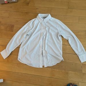 White silky material button down from h&m oversized fit